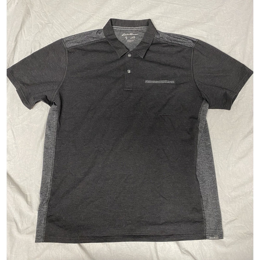 Eddie Bauer FreeDry Polo Shirt Mens XL Gray Performance Golf Casual